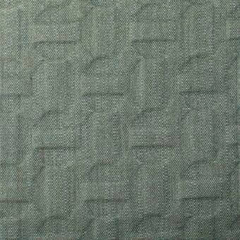 Flora Metalasse fabric sample, grayish-green woven texture, repeating raised square geometric pattern, model EB31.